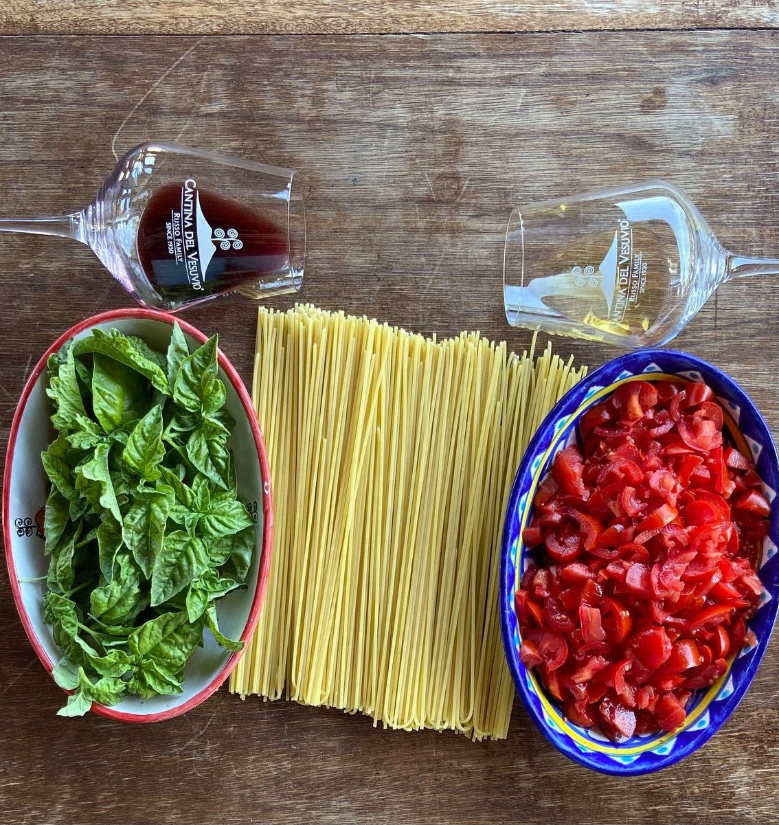 Cooking class supplies at Cantina Del Vesuvio